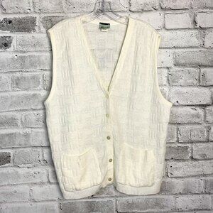 Vintage 90s Penmans Textured Knit Grandma Cardigan Sweater Vest